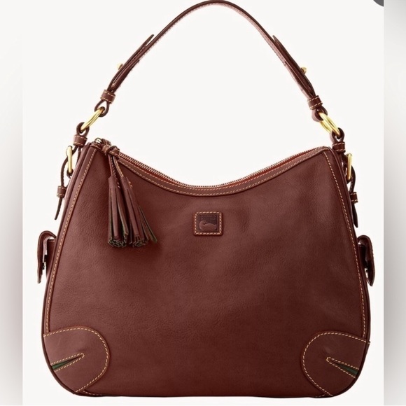 Dooney & Bourke Florentine Side Pocket Hobo Bag Italian Brown Leather - Picture 1 of 9